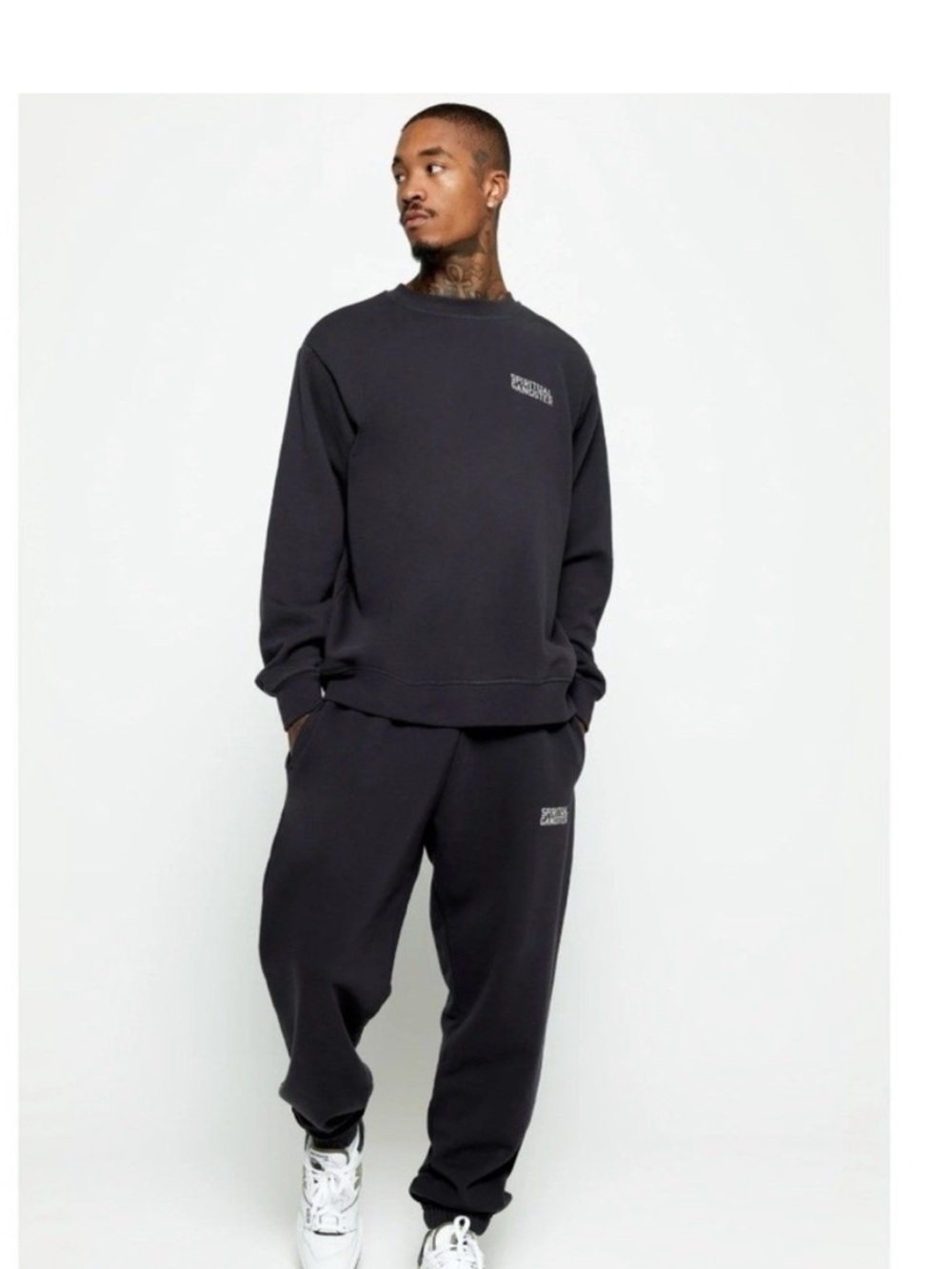 Spiritual Gangster Black Sweatshirt and Sweatpants with White Chest Logo NWT